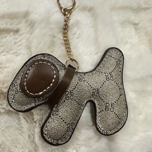 Brown and Cream Dog-Shaped bag charm